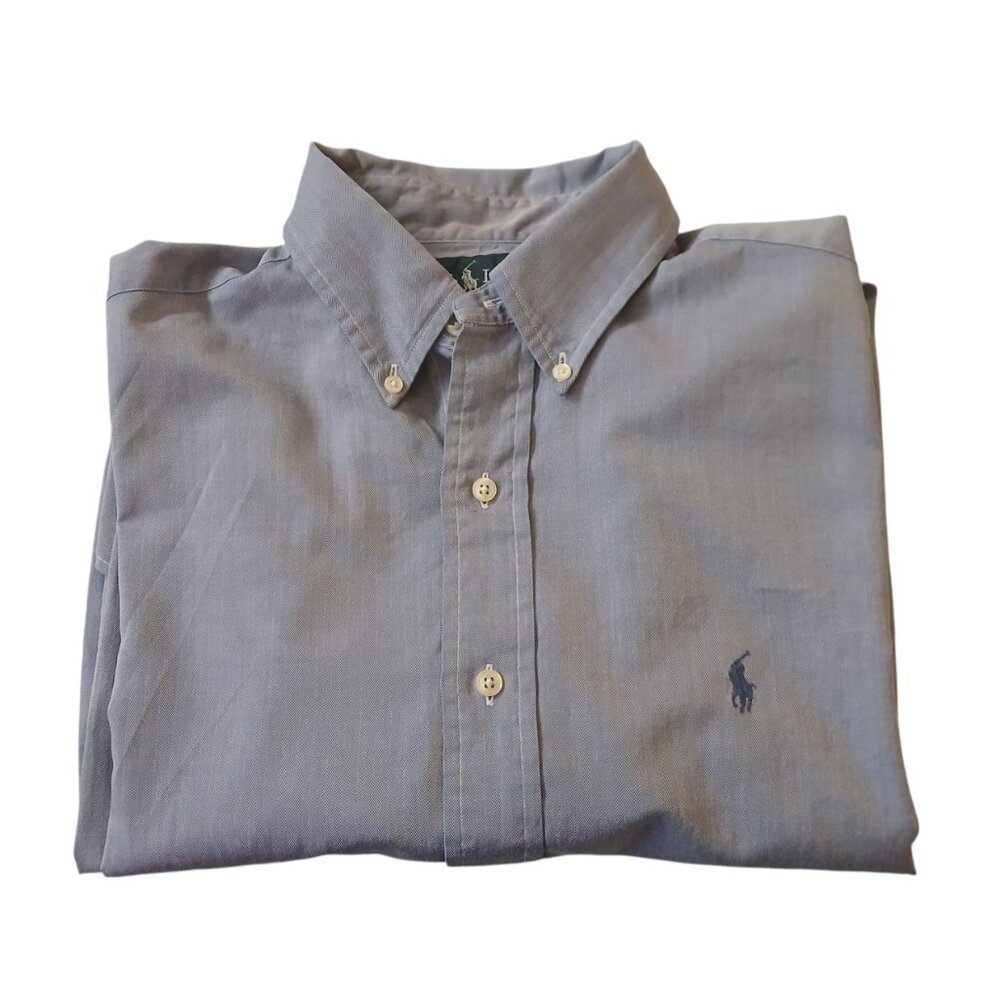 Ralph Lauren blue 100% cotton long sleeved men's shirt 15.5 neck 32/33 sleeve